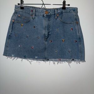 Embroidered Denim Skirt - Blue